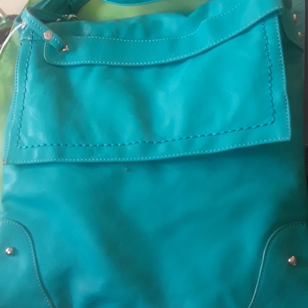 Aqua leather cross body bag